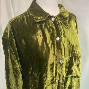 Vintage Citron Velvet Shirt Women's One Size Fairy Core Whimsical Shiny Retro
